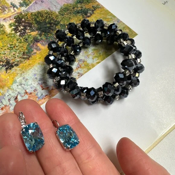 3/50$Bracelet + earrings with blue stone - Picture 3 of 14